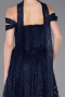 Robe de Soirée Longue Dantelle Bleu Marine ABU5942