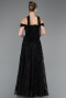 Robe de Soirée Longue Dantelle Noir ABU5942