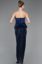 Robe De Soirée Squameuse Longue Bleu Marine ABU5702