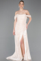 Robe de Soirée Longue Mousseline Beige ABU5974