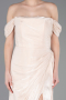 Robe de Soirée Longue Mousseline Beige ABU5974