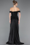Robe de Soirée Longue Mousseline Noir ABU5974