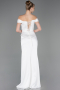 Robe de Soirée Longue Satin Blanc ABU5976