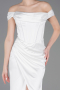Robe de Soirée Longue Satin Blanc ABU5976