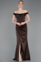 Robe de Soirée Longue Satin Brun ABU5976