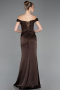 Robe de Soirée Longue Satin Brun ABU5976