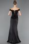 Robe de Soirée Longue Satin Noir ABU5976
