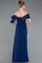 Robe De Soirée Longue Bleu Marine ABU4024