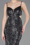 Robe de Soirée Longue Anthracite ABU5980