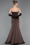 Robe de Soirée Longue Satin Brun ABU5944