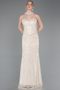 Robe de Soirée Longue Perlé Beige ABU5983