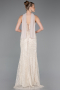 Robe de Soirée Longue Perlé Beige ABU5983