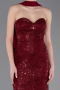 Robe de Soirée Longue Perlé Rouge Bordeaux ABU5983