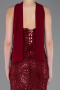 Robe de Soirée Longue Perlé Rouge Bordeaux ABU5983