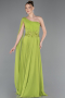 Robe de Soirée Longue Mousseline Pistache vert ABU5984