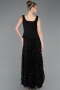 Robe de Soirée Longue Squameuse Noir ABU5986