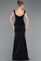 Robe Queue De Poisson Longue Noir-Or ABU5768