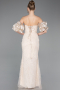 Robe De Soirée Perlé Longue Beige ABU4616