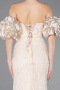 Robe De Soirée Perlé Longue Beige ABU4616
