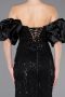 Robe De Soirée Perlé Longue Noir ABU4616