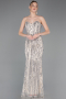 Robe de Soirée Longue Squameuse Beige ABU5978
