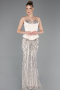 Robe de Soirée Longue Squameuse Beige ABU5978