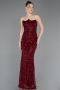 Tenue de Soirée Longue Squameuse Rouge Bordeaux ABU5979