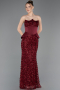 Tenue de Soirée Longue Squameuse Rouge Bordeaux ABU5979