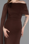 Robe De Soirée Mousseline Longue Brun ABU5418