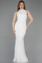 Robe de Soirée Longue Dantelle Blanc ABU5987