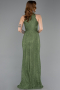 Robe de Soirée Longue Dantelle Kaki ABU5987