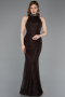 Robe de Soirée Longue Dantelle Brun ABU5987