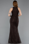 Robe de Soirée Longue Dantelle Brun ABU5987