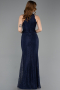 Robe de Soirée Longue Dantelle Bleu Marine ABU5987