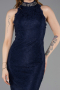 Robe de Soirée Longue Dantelle Bleu Marine ABU5987