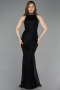 Robe de Soirée Longue Dantelle Noir ABU5987