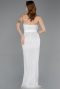 Robe de Soirée Longue Perlé Blanc ABU5988