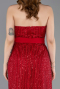 Robe de Soirée Longue Perlé Rouge ABU5988