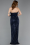 Robe de Soirée Longue Perlé Bleu Marine ABU5988