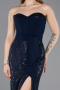 Robe de Soirée Longue Perlé Bleu Marine ABU5988