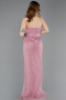 Robe de Soirée Longue Perlé Poudre ABU5988
