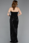 Robe de Soirée Longue Perlé Noir ABU5988