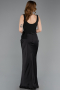 Robe de Soirée Longue Satin Noir ABU5990