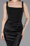 Robe de Soirée Longue Satin Noir ABU5990
