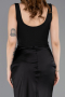 Robe de Soirée Longue Satin Noir ABU5990