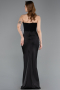 Robe Queue De Poisson Satin Longue Noir ABU5820