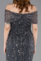 Robe De Soirée Midi Perlé Anthracite ABK2592