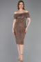 Robe De Soirée Midi Perlé Cuivre ABK2592