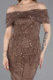 Robe De Soirée Midi Perlé Cuivre ABK2592