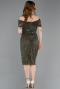 Robe De Soirée Midi Perlé Kaki ABK2592